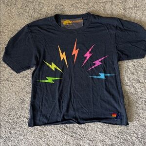 Aviator Nation Navy Tee with Multicolor Lightning